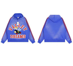 Vale Forever Vintage Bee Graphic Hoodie & Striped Sweatpants Set - Blue