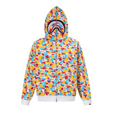 BAPE Shark Full Zip Camo Hoodie (Yellow, Blue & Red Multi-Camo)