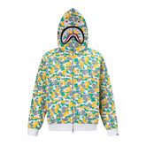 BAPE Shark Full Zip Camo Hoodie (Yellow, Green & Grey Multi-Camo)
