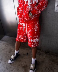 Mixed Emotions Red “Graffiti” Shorts
