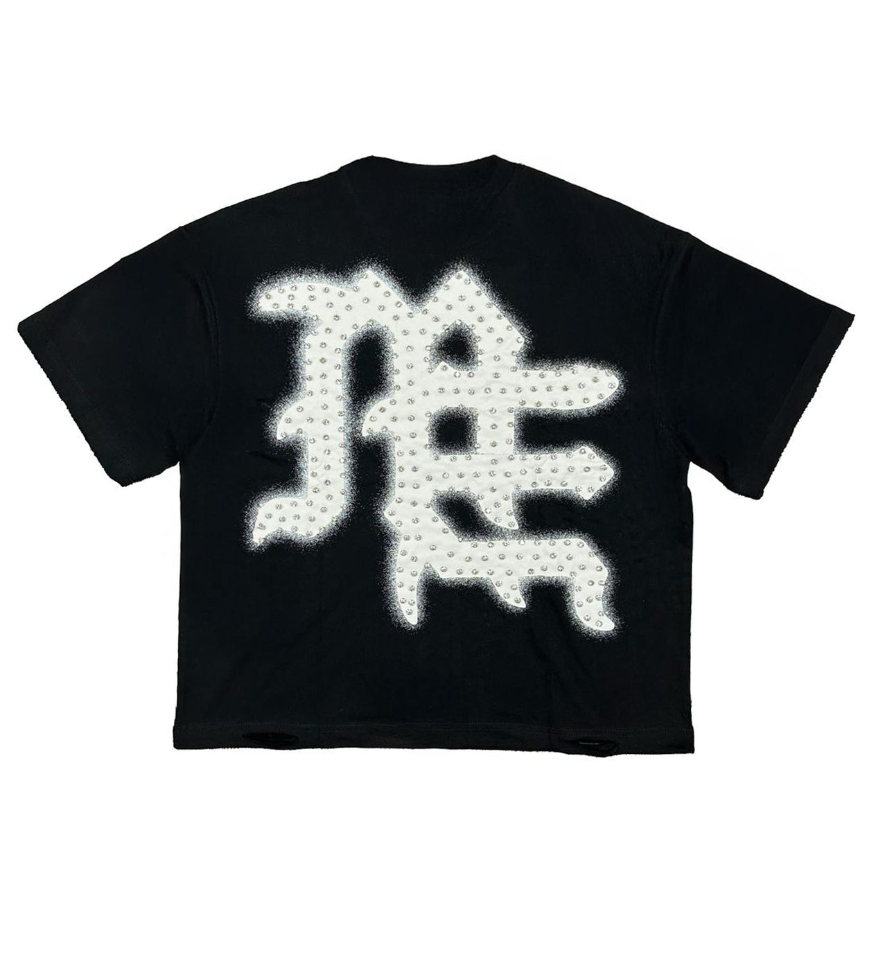 Mixed Emotions End Rhinestone Tee Black