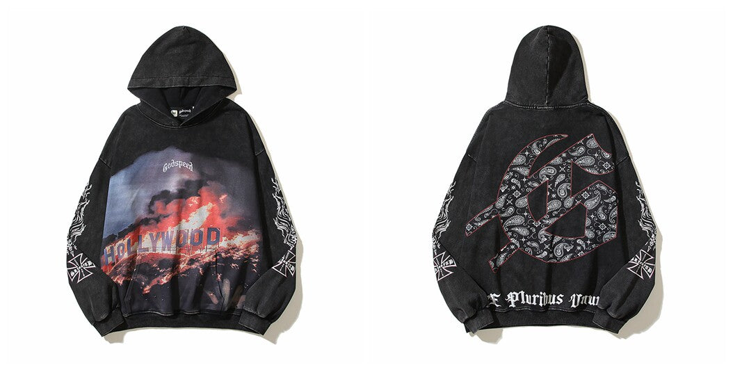 Vintage "Godspeed" Hollywood Graphic Oversized Hoodie