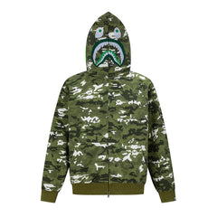 BAPE Shark Full Zip Snowflake Camo Hoodie (Green)
